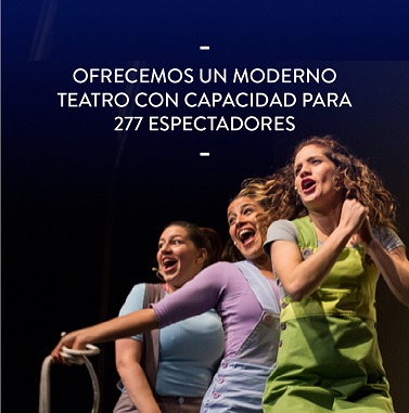 Ofrecemos un moderno teatro con capacidad para 277 espectadores