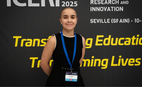 Egresada de Economía presentó investigación sobre evaluaciones docentes en ICERI 2025